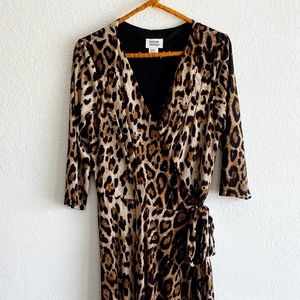 Leopard Print Unique Vintage Wrap Dress